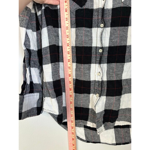 Merona Womens Plaid Button Down Black & White Flannel long sleeve size small - Picture 7 of 7
